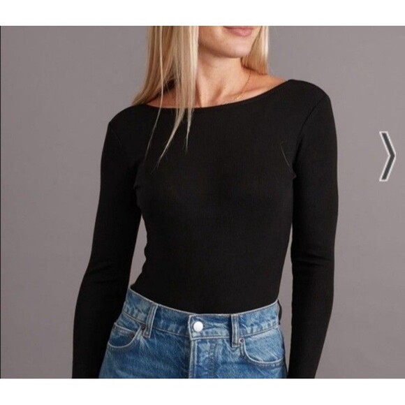 Marine Layer Tops - Marine layer lexi Rib bodysuit XS Black Long Sleeve